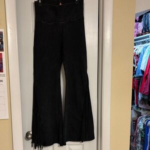 Black Fringe Flare Pants